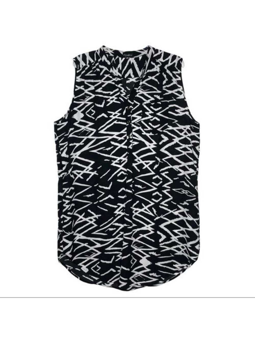 Zenobia Tunic Top Sleeveless Shirt Dress Black White Size 2XL